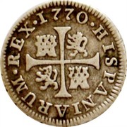 Spain 1/2 Real (Carlos III) KM# 395.1 HISPANIARUM REX 1770 coin reverse Spain 1/2 Real (Carlos III) KM# 395.1 HISPANIARUM REX 1770 coin reverse