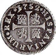 Spain 1/2 Real (Fernando VI) KM# 370.2 HISPANIARUM REX 1752 coin reverse Spain 1/2 Real (Fernando VI) KM# 370.2 HISPANIARUM REX 1752 coin reverse