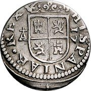 Spain 1/2 Real Spain HISPANIAR REX A 17 coin reverse Spain 1/2 Real Spain HISPANIAR REX A 17 coin reverse