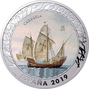 Spain 1,5 Euro Carabela. Series III 2019 ♔M M CARABELA ESPAÑA 2019 coin obverse Spain 1,5 Euro Carabela. Series III 2019 ♔M M CARABELA ESPAÑA 2019 coin obverse