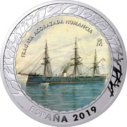 Spain 1,5 Euro Fregata Acorazada Numancia. Series IV 2019 ♔M KM# 228 M FRAGATA ACORAZADA NUMANCIA ESPAÑA 2019 coin obverse