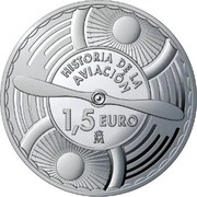 Spain 1,5 Euro History of Aviation - HA-200 Saeta 2020 ♔M HISTORIA DE LA AVIACIÓN 1,5 EURO M coin reverse Spain 1,5 Euro History of Aviation - HA-200 Saeta 2020 ♔M HISTORIA DE LA AVIACIÓN 1,5 EURO M coin reverse