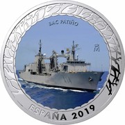 Spain 1,5 Euro Replenishment Oiler Patino. Series II 2019 ♔M KM# 219 M BAC PATIÑO ESPAÑA 2019 coin obverse
