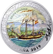 Spain 1,5 Euro Spanich Shooner. Series V 2019 ♔M KM# 234 M GOLETA ESPAÑOLA ESPAÑA 2019 coin obverse
