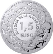 Spain 1,5 Euro Spanich Shooner. Series V 2019 ♔M KM# 234 HISTORIA DE LA NAVEGACION 1,5 EURO coin reverse