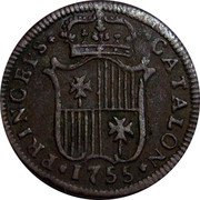 Spain 1 Ardite (Ferdinandus VI Maravedi) PRINCEPS CATALON 1755 coin reverse Spain 1 Ardite (Ferdinandus VI Maravedi) PRINCEPS CATALON 1755 coin reverse