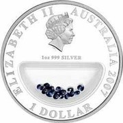 Australia 1 Dollar Treasures of Australia - Sapphires 2008 Proof KM# 1749a 1 DOLLAR 1 OZ 999 SILVER 2008 AUSTRALIA ELIZABETH II coin obverse