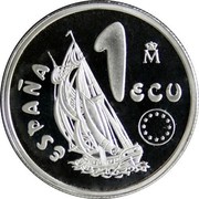 Spain 1 ECU Homage to the Navy 1995 ♔M X# M49 1 ECU M ESPAÑA coin obverse Spain 1 ECU Homage to the Navy 1995 ♔M X# M49 1 ECU M ESPAÑA coin obverse
