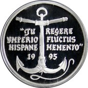 Spain 1 ECU Homage to the Navy 1995 â™”M X# M49 JU REGERE YMPERIO FLUCTUS HISPANE MEMENTO 1995 coin reverse Spain 1 ECU Homage to the Navy 1995 â™”M X# M49 JU REGERE YMPERIO FLUCTUS HISPANE MEMENTO 1995 coin reverse