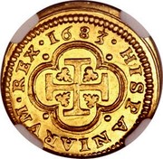Spain 1 Escudo Carlos II Segovia 1683 BR 1683 HISPANIARVM REX coin reverse Spain 1 Escudo Carlos II Segovia 1683 BR 1683 HISPANIARVM REX coin reverse