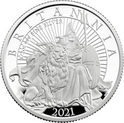 UK 1 Pound Britannia and the Lion 2021 BRITANNIA 2021 PJL 1/2 OZ 999 FINE SILVER coin reverse UK 1 Pound Britannia and the Lion 2021 BRITANNIA 2021 PJL 1/2 OZ 999 FINE SILVER coin reverse