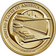 USA $1 (Virginia) UNITED STATES OF AMERICA MMS JPM VIRGINIA coin reverse USA $1 (Virginia) UNITED STATES OF AMERICA MMS JPM VIRGINIA coin reverse
