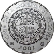 Spain 10.000 Pesetas Mint of Segovia 2001 CASA DE LA MONEDA DE SEGOVIA 2001 HISPANIARVM REX 1636 coin reverse Spain 10.000 Pesetas Mint of Segovia 2001 CASA DE LA MONEDA DE SEGOVIA 2001 HISPANIARVM REX 1636 coin reverse