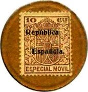 Spain 10 Cts Especial Movil Republica Espanola 1938 10 CTS ESPECIAL MOVIL REPUBLICA ESPAÑOLA coin obverse Spain 10 Cts Especial Movil Republica Espanola 1938 10 CTS ESPECIAL MOVIL REPUBLICA ESPAÑOLA coin obverse