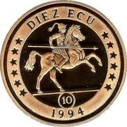Spain 10 ECU Madrid 1994 X# M67 DIEZ ECU 1994 10 coin obverse