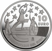 Spain 10 Euro 10th Anniversary of the Euro 2012 X ANIVERSARIO DEL EURO 10 EURO M coin reverse Spain 10 Euro 10th Anniversary of the Euro 2012 X ANIVERSARIO DEL EURO 10 EURO M coin reverse