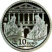 Spain 10 Euro 300th Anniversary of the National Library of Spain 2012 III CENTENARIO BIBLIOTECA NACIONAL DE ESPANA 10 EURO ALFONSO X SAN ISIDORO M coin reverse Spain 10 Euro 300th Anniversary of the National Library of Spain 2012 III CENTENARIO BIBLIOTECA NACIONAL DE ESPANA 10 EURO ALFONSO X SAN ISIDORO M coin reverse