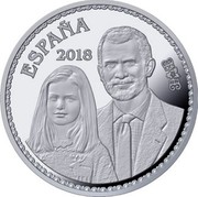 Spain 10 Euro 50th Anniversary of King Felipe VI 2018 M ESPAÑA 2018 coin obverse Spain 10 Euro 50th Anniversary of King Felipe VI 2018 M ESPAÑA 2018 coin obverse