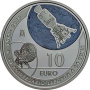 Spain 10 Euro (50th Anniversary of the First Landing on the Moon) 10 EURO ♔M 1969- 2019 50 ANIVERSARIO LLEGADA A LA LUNA coin reverse Spain 10 Euro (50th Anniversary of the First Landing on the Moon) 10 EURO ♔M 1969- 2019 50 ANIVERSARIO LLEGADA A LA LUNA coin reverse