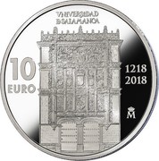 Spain 10 Euro 800th Anniversary of Salamanca's University 2018 M Proof 10 EURO 1218 2018 M UNIVERSIDAD DE SALAMANCA coin reverse Spain 10 Euro 800th Anniversary of Salamanca's University 2018 M Proof 10 EURO 1218 2018 M UNIVERSIDAD DE SALAMANCA coin reverse