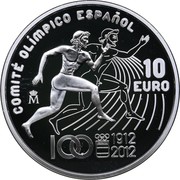 Spain 10 Euro Centenary of the Spanish Olympic Committee 2012 M Proof COMITÉ OLÍMPICO ESPAÑOL 10 EURO M 100 ESPAÑA 1912 2012 coin reverse Spain 10 Euro Centenary of the Spanish Olympic Committee 2012 M Proof COMITÉ OLÍMPICO ESPAÑOL 10 EURO M 100 ESPAÑA 1912 2012 coin reverse