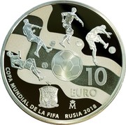 Spain 10 Euro FIFA World Cup - Russia 2018 2017 M Proof ♔M 10 EURO COPA MUNDIAL DE LA FIFA RUSIA 2018 coin reverse Spain 10 Euro FIFA World Cup - Russia 2018 2017 M Proof ♔M 10 EURO COPA MUNDIAL DE LA FIFA RUSIA 2018 coin reverse