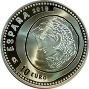 Spain 10 Euro Numismatic Jewels - Gadir Drachma 2016 ♔M Proof ESPAÑA 2016 10 EURO coin obverse Spain 10 Euro Numismatic Jewels - Gadir Drachma 2016 ♔M Proof ESPAÑA 2016 10 EURO coin obverse