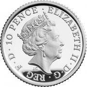UK 10 Pence Britannia and the Lion 2021 Six-coin Proof set ELIZABETH II D G REG F D 10 PENCE JC coin obverse UK 10 Pence Britannia and the Lion 2021 Six-coin Proof set ELIZABETH II D G REG F D 10 PENCE JC coin obverse