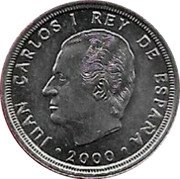 Spain 10 Pesetas Juan Carlos I King of Spain Silver 2000 ♔M KM# 1012a JUAN CARLOS I REY DE ESPAÑA 2000 coin obverse