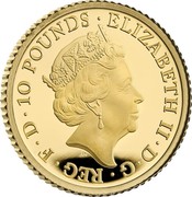 UK 10 Pounds Britannia and the Lion 2021 ELIZABETH II D G REG F D 10 POUNDS JC coin obverse UK 10 Pounds Britannia and the Lion 2021 ELIZABETH II D G REG F D 10 POUNDS JC coin obverse