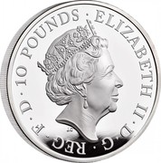 UK 10 Pounds The Queen's Beasts 2021 Proof ELIZABETH II D G REG F D 10 POUNDS J.C coin obverse UK 10 Pounds The Queen's Beasts 2021 Proof ELIZABETH II D G REG F D 10 POUNDS J.C coin obverse