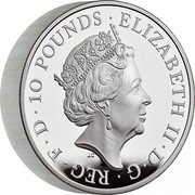 UK 10 Pounds The Queen's Beasts (Piedfort) 2021 Proof ELIZABETH II D G REG F D 10 POUNDS J.C coin obverse UK 10 Pounds The Queen's Beasts (Piedfort) 2021 Proof ELIZABETH II D G REG F D 10 POUNDS J.C coin obverse