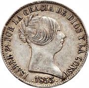 Spain 10 Reales (Isabel II) KM# 595.2 ISABEL 2A POR LA GRACIA DE DIOS Y LA CONST 1853 coin obverse Spain 10 Reales (Isabel II) KM# 595.2 ISABEL 2A POR LA GRACIA DE DIOS Y LA CONST 1853 coin obverse