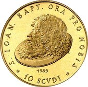Malta 10 Scvdi (Andrew Bertie) X# 147 S IOAN BAPT ORA PRO NOBIS 1989 10 SCVDI coin reverse Malta 10 Scvdi (Andrew Bertie) X# 147 S IOAN BAPT ORA PRO NOBIS 1989 10 SCVDI coin reverse