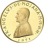 Malta 10 Scvdi (Angelo) X# 45 FR ANGELVS DE MOJANA M M H H J P 1971 coin obverse Malta 10 Scvdi (Angelo) X# 45 FR ANGELVS DE MOJANA M M H H J P 1971 coin obverse