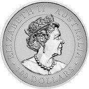 Australia 100 Dollars Australian Wedge-tailed Eagle 2021 P ELIZABETH II AUSTRALIA 2021 100 DOLLARS coin obverse Australia 100 Dollars Australian Wedge-tailed Eagle 2021 P ELIZABETH II AUSTRALIA 2021 100 DOLLARS coin obverse