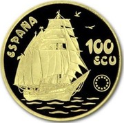 Spain 100 ECU Don Juan de Borbon 1993 ♔M Prooflike X# M44 100 ECU ESPAÑA coin obverse Spain 100 ECU Don Juan de Borbon 1993 ♔M Prooflike X# M44 100 ECU ESPAÑA coin obverse