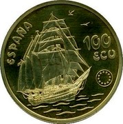 Spain 100 ECU Don Juan de Borbon 1993 X# M10 100 ECU ESPAÑA coin obverse Spain 100 ECU Don Juan de Borbon 1993 X# M10 100 ECU ESPAÑA coin obverse