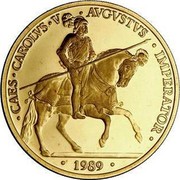 Spain 100 ECU European Economic Community 1989 ♔M X# M27 CAES CARLVS V AVGVSTVS IMPERATOR 1989 coin reverse Spain 100 ECU European Economic Community 1989 ♔M X# M27 CAES CARLVS V AVGVSTVS IMPERATOR 1989 coin reverse