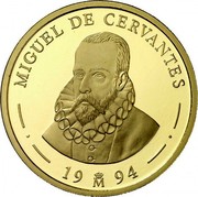 Spain 100 ECU Homage to Miguel de Cervantes 1994 ♔M Prooflike X# M48 MIGUEL DE CERVANTES 19 M 94 coin reverse Spain 100 ECU Homage to Miguel de Cervantes 1994 ♔M Prooflike X# M48 MIGUEL DE CERVANTES 19 M 94 coin reverse