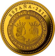 Spain 100 Euro 500th Anniversary of the Death of Ferdinand II of Aragon 2016 ♔M ESPAÑA 2016 FERNANDVS ET D G REX ET REGIN coin obverse