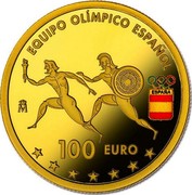 Spain 100 Euro Spanish Olympic Team 2016 ♔M Proof 100 EURO EQUIPO OLÍMPICO ESPAÑOL M coin reverse