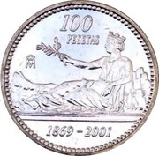 Spain 100 Pesetas Juan Carlos I 2001 â™”M KM# 1016a 100 PESETAS 1869 - 2001 coin reverse Spain 100 Pesetas Juan Carlos I 2001 â™”M KM# 1016a 100 PESETAS 1869 - 2001 coin reverse
