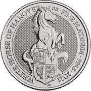 UK 100 Pounds White Horse of Hanover 2021 WHITE HORSE OF HANOVER JC 1 OZ FINE PLATINUM 999.5 2021 coin reverse UK 100 Pounds White Horse of Hanover 2021 WHITE HORSE OF HANOVER JC 1 OZ FINE PLATINUM 999.5 2021 coin reverse