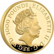 UK 1000 Pounds Britannia - Premium Exclusive 2021 ELIZABETH II D G REG F D 1000 POUNDS coin obverse UK 1000 Pounds Britannia - Premium Exclusive 2021 ELIZABETH II D G REG F D 1000 POUNDS coin obverse