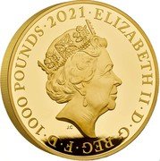 UK 1000 Pounds (HRH The Prince Philip) ELIZABETH II D G REG F D 1000 POUNDS JC coin obverse UK 1000 Pounds (HRH The Prince Philip) ELIZABETH II D G REG F D 1000 POUNDS JC coin obverse