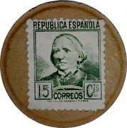 Spain 15 Centimos (Concepcion Arenal) REPÚBLICA ESPAÑOLA 15 CTS CONCEPCION ARENAL CORREOS FCA.NAC. DE MONEDA Y TIMBRE coin obverse Spain 15 Centimos (Concepcion Arenal) REPÚBLICA ESPAÑOLA 15 CTS CONCEPCION ARENAL CORREOS FCA.NAC. DE MONEDA Y TIMBRE coin obverse