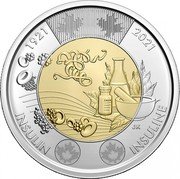 Canada 2 Dollars 100th anniversary of the discovery of insulin 2021 1921 2021 INSU JK INSULIN INSULINE coin reverse Canada 2 Dollars 100th anniversary of the discovery of insulin 2021 1921 2021 INSU JK INSULIN INSULINE coin reverse