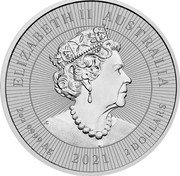 Australia 2 Dollars (Australian Platypus) ELIZABETH II AUSTRALIA 2 OZ .9999 AG 2021 2 DOLLARS JC coin obverse Australia 2 Dollars (Australian Platypus) ELIZABETH II AUSTRALIA 2 OZ .9999 AG 2021 2 DOLLARS JC coin obverse