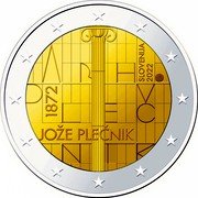 Slovenia 2 Euro Arh Plecnik 2022 1872 SLOVENIJA 2022 ARH PLEČ NIK JOŽE PLEČNIK coin obverse Slovenia 2 Euro Arh Plecnik 2022 1872 SLOVENIJA 2022 ARH PLEČ NIK JOŽE PLEČNIK coin obverse